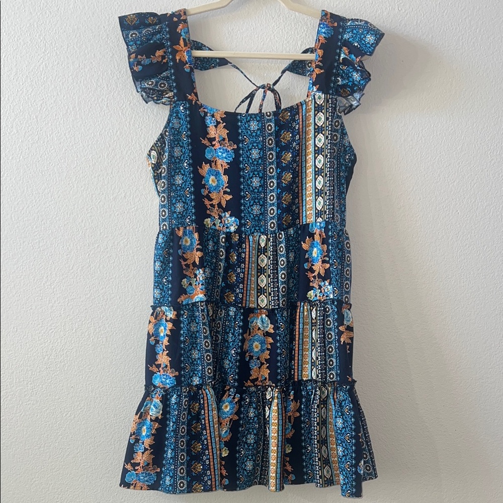 Floral Blue Mini Dress